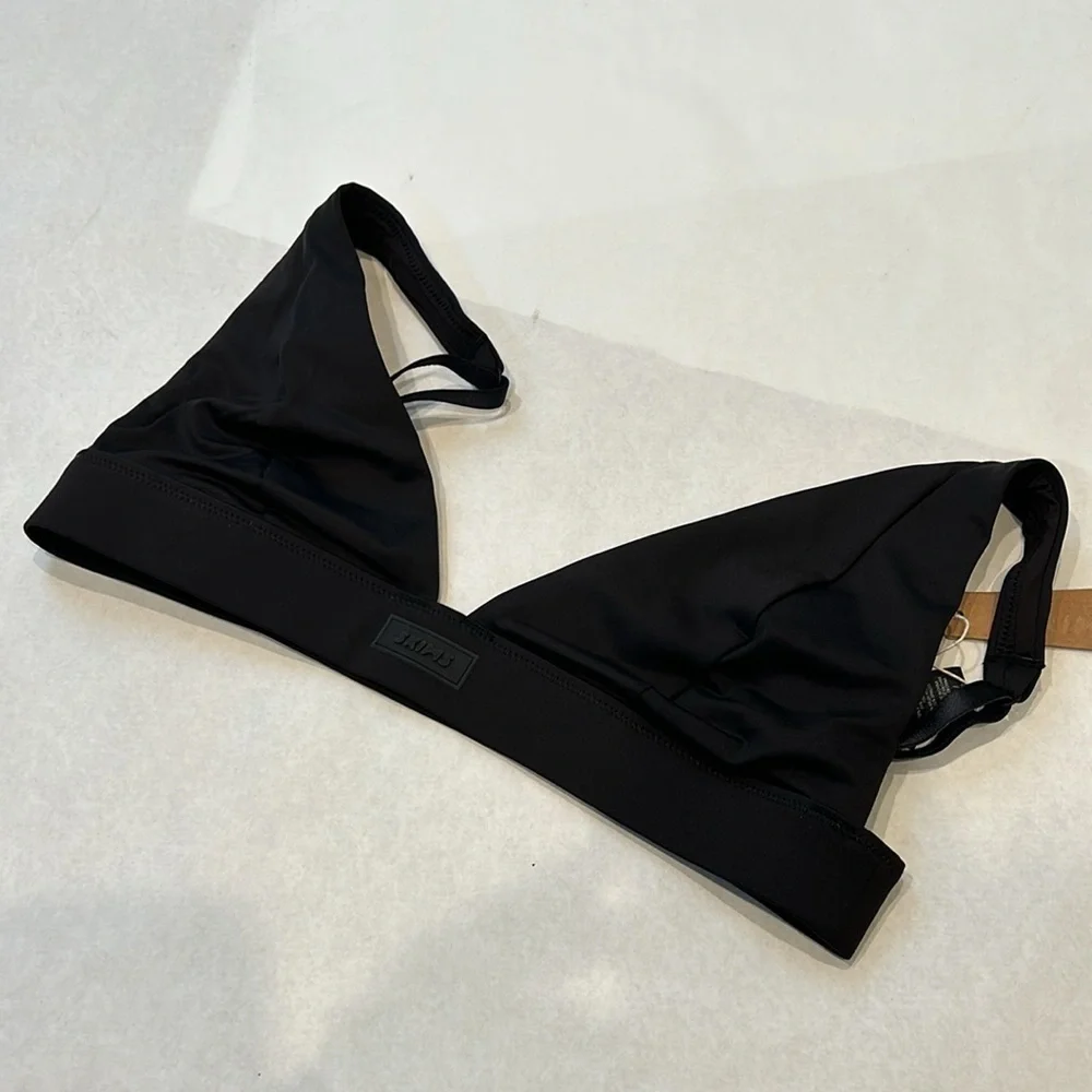 Skims recycled swim plunge bikini top Onyx black women’s size large new w tags